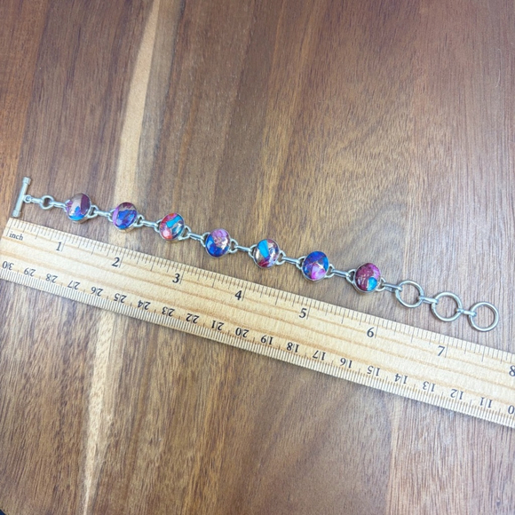 Genuine A+ Quality Pink Dahlia Turquoise Gemstone Bracelet Southwest New 925 - Picture 4 of 5